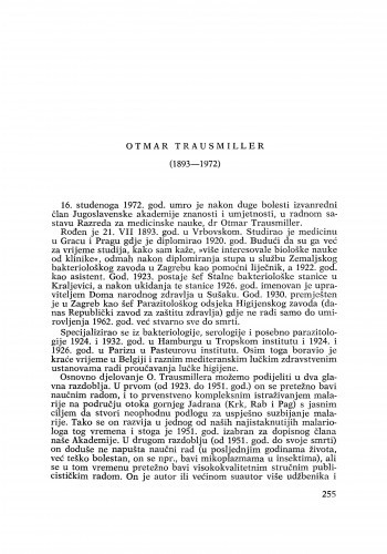Otmar Trausmiller (1893-1972) : [nekrolozi] / I. Babić