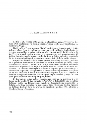 Dušan Karpatsky : [biografije novih članova Akademije]