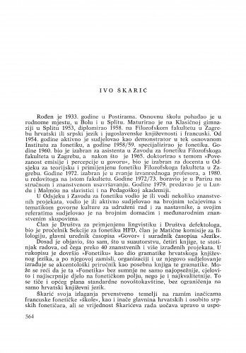 Ivo Škarić : [biografije novih članova Akademije]