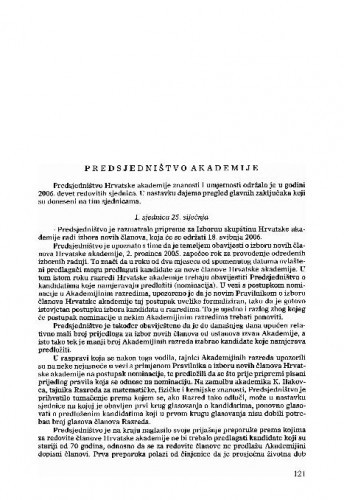 Izvješće o radu Hrvatske akademije znanosti i umjetnosti u godini 2006.