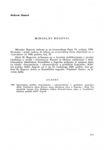 Miroslav Begović : [biografije novih članova Akademije]
