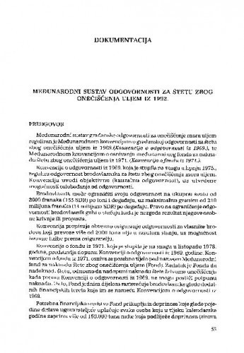 Međunarodni sustav odgovornosti za štetu zbog onečišćenja uljem iz 1992. : predgovor / Dorotea Ćorić