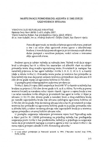Nastupanje pomorskog agenta u ime obiju ugovornih strana : [prikaz presude] / Vesna Skorupan Wolff