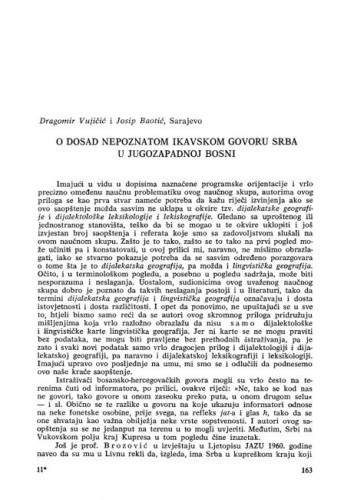 O dosad nepoznatom ikavskom govoru Srba u jugozapadnoj Bosni / Dragomir Vujičić, Josip Baotić