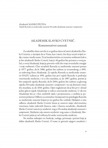 Akademik Slavko Cvetnić : komemorativni sastanak / Marko Pećina