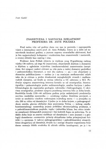 Znanstvena i nastavna djelatnost profesora dr. Ante Polšaka / Ivan Gušić