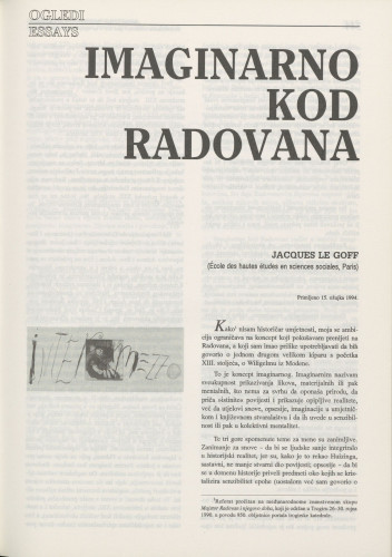 Imaginarno kod Radovana / Jacques Le Goff ; [s francuskoga preveo Ivo Babić]