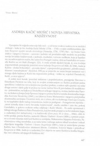 Andrija Kačić Miošić i novija hrvatska književnost / Vinko Brešić