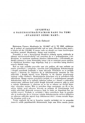 Izvještaj o naučnoistraživačkom radu na temi 