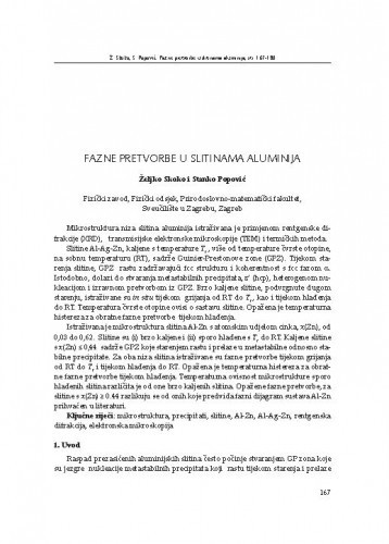 Fazne pretvorbe u slitinama aluminija / Željko Skoko, Stanko Popović