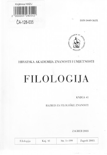 Knj. 41(2003) / glavni i odgovorni urednik Dalibor Brozović