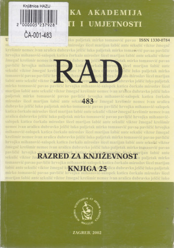 Knj. 25(2002)=knj. 483 / glavni i odgovorni urednik Miroslav Šicel