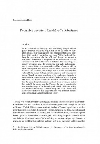 Debatable devotion: Candrāvatī’s Rāmāyaṇa / Mandakranta Bose