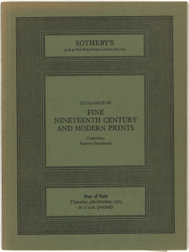 Fine nineteenth century and modern prints : including Henri de Toulouse-Lautrec ... : day of sale, Thursday, 9th October, 1975 / Sotheby Parke Bernet & Co