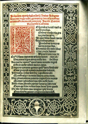 <[> Kalendarium] / [Johannes Regiomontanus] ; [urednik Johannes Lucilius Santritter Helbronnensis]