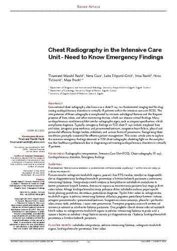 Chest Radiography in the Intensive Care Unit - Need to Know Emergency Findings / 
Tinamarel Mandić Paulić, Neva Coce, Luka Filipović-Grčić, Ivica Paulić, Nino Tičinović, Maja Prutki