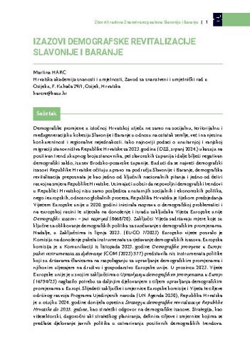Izazovi demografske revitalizacije Slavonije i Baranje / Martina Harc