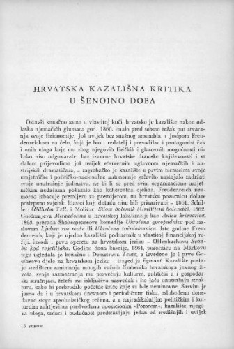 Hrvatska kazališna kritika u Šenoino doba / N. Batušić