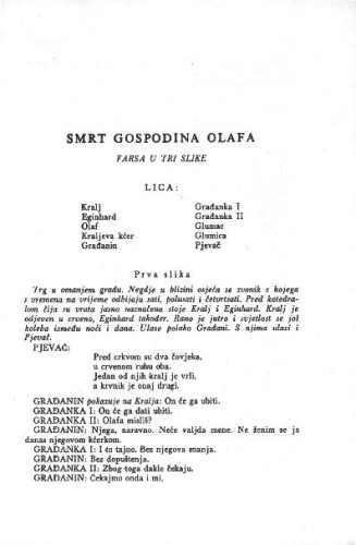Smrt gospodina Olafa : farsa u tri slike / L. Paljetak
