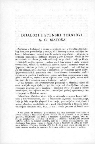 Dijalozi i scenski tekstovi A. G. Matoša / B. Hećimović