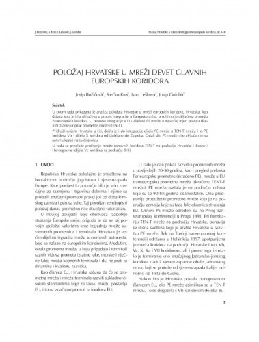 Položaj Hrvatske u mreži devet glavnih europskih koridora / Josip Božičević, Srećko Kreč, Ivan Lešković, Josip Golubić