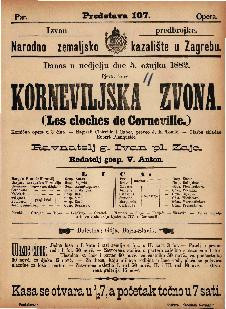 Korneviljska zvona : komična opera u 3 čina / glasbu skladao Robert Planquette  =  Les cloches de Corneville