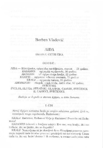 Aida : drama u četiri čina / Borben Vladović