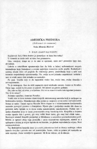 Američka predigra : (odlomci iz romana) / Neda Miranda Blažević