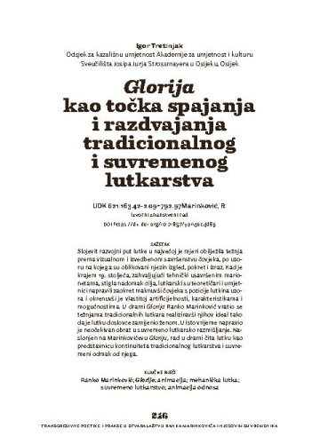 Glorija kao točka spajanja i razdvajanja tradicionalnog i suvremenog lutkarstva / Igor Tretinjak