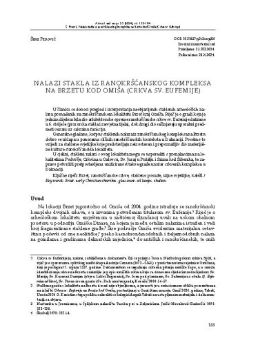 Nalazi stakla iz ranokršćanskog kompleksa na Brzetu kod Omiša (Crkva sv. Eufemije) / Šime Perović