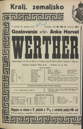 Werther : Lirska drama u tri čina (4 slike)