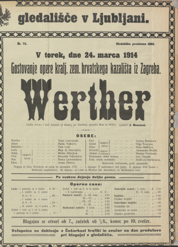 Werther : Lirska drama v treh dejanjih (4 slikah)