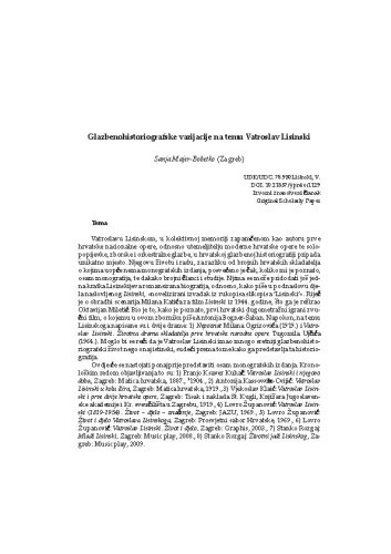 Glazbenohistoriografske varijacije na temu Vatroslav Lisinski / Sanja Majer-Bobetko