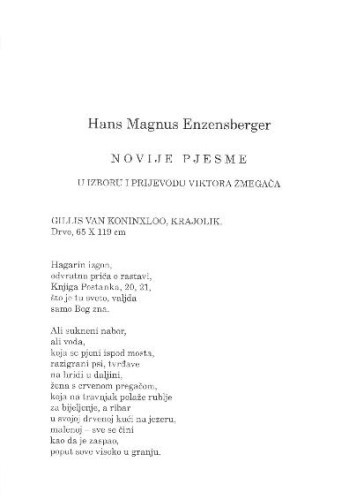 Novije pjesme / Hans Magnus Enzensberger ; u izboru i prijevodu Viktora Žmegača