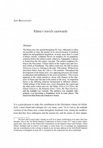 Rāma’s travels eastwards / John Brockington