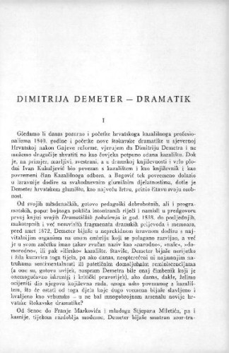 Dimitrija Demeter : dramatik / N. Batušić