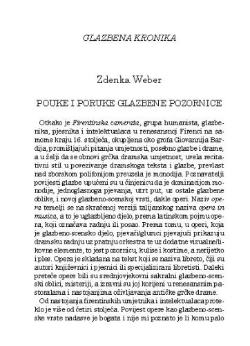 Glazbena kronika / Zdenka Weber