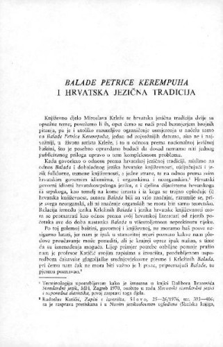 Balade Petrice Kerempuha i hrvatska jezična tradicija / Josip Lisac