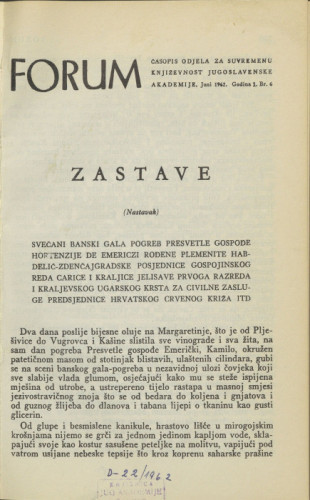 Zastave : (nastavak) / M. Krleža