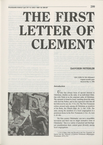 The first letter of Clement / Davorin Peterlin