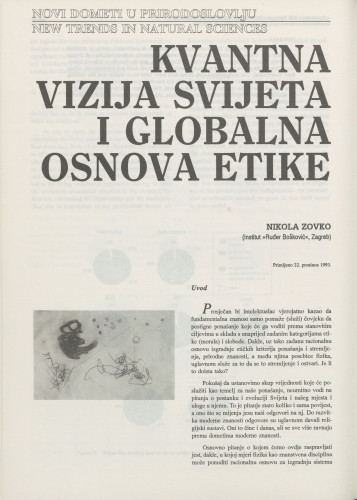 Kvantna vizija svijeta i globalna osnova etike / Nikola Zovko