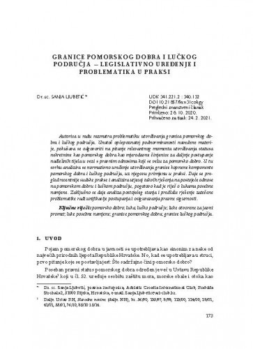 Granice pomorskog dobra i lučkog područja – legislativno uređenje i problematika u praksi / Sanja Ljubetić