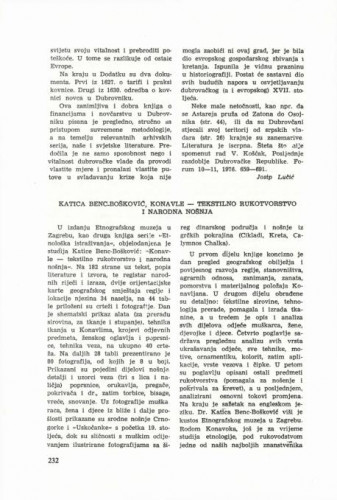 Konavle. Tekstilno rukotvorstvo i narodna nošnja, Katica Benac-Bošković / Vesna Čulinović-Konstantinović