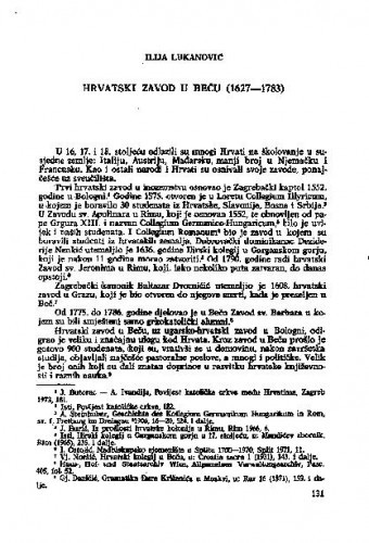 Hrvatski zavod u Beču : (1627-1783) / Ilija Lukanović