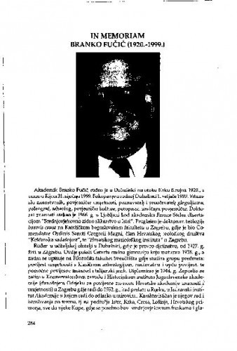Branko Fučić (1920-1999) : in memoriam / Miroslav Kurelac