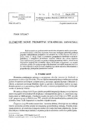 Elementi nove prometne strategije Hrvatske / Ivan Legac
