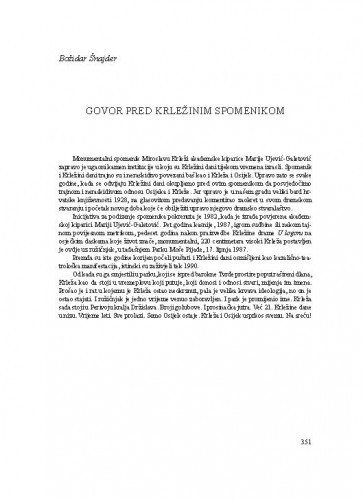 Govor pred Krležinim spomenikom / Božidar Šnajder