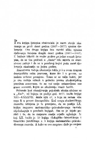 [Prikaz djelovanja Jugoslavenske akademije tečajem drugih deset godina (1877-1887) : [Uvod. (Poviest akademije)]