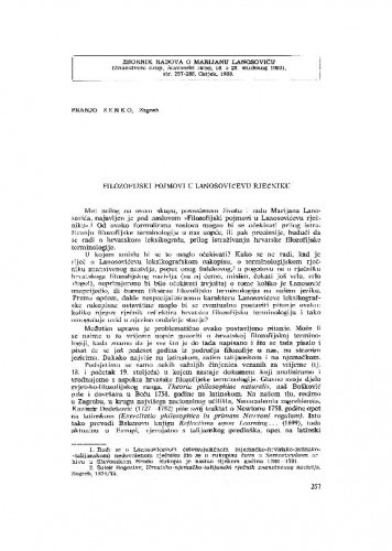 Filozofijski pojmovi u Lanosovićevu rječniku / Franjo Zenko