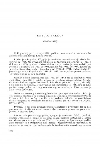 Emilio Pallua (1907-1989) : [nekrolozi] / Branko Jakaša